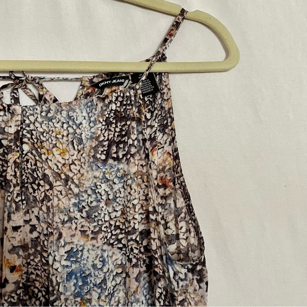 DKNY Boho Printed Midi Dress Artsy Handkerchief Hemline - Picture 5 of 15